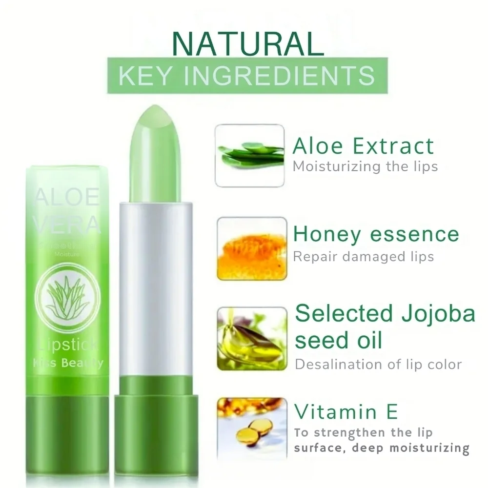 Aloe Vera Smoothing Moisturizing Color Changing Lip Stick Vitamin E Natural